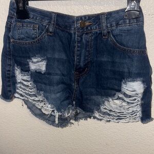 Fashion Nova Blue Distressed Jean Shorts